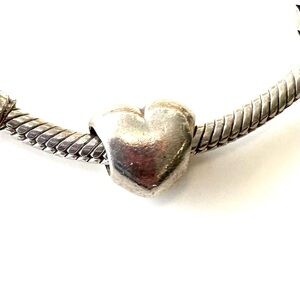 Pandora ALE 925 Sterling Silver Puffy Smooth Heart Love Charm Retired 790137